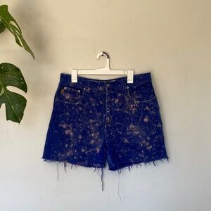 JNCO Blue and Tan Distressed Jean Shorts